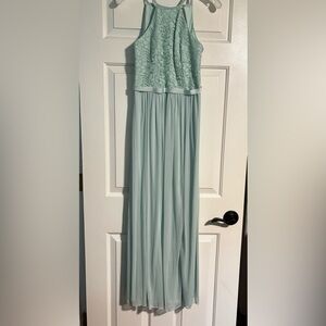 David's Bridal Soft Green Lace Dress